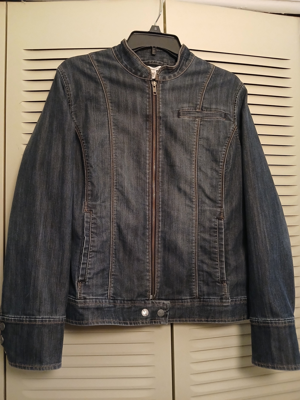 Coldwater Creek Women's Dark Blue Zip-Front Denim Jacket